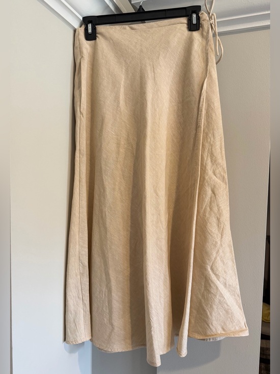 Haven Well Within Dresses & Skirts - Haven Well Within Linen Wrap Midi Skirt Organic Cotton Oatmeal Cream Like New
